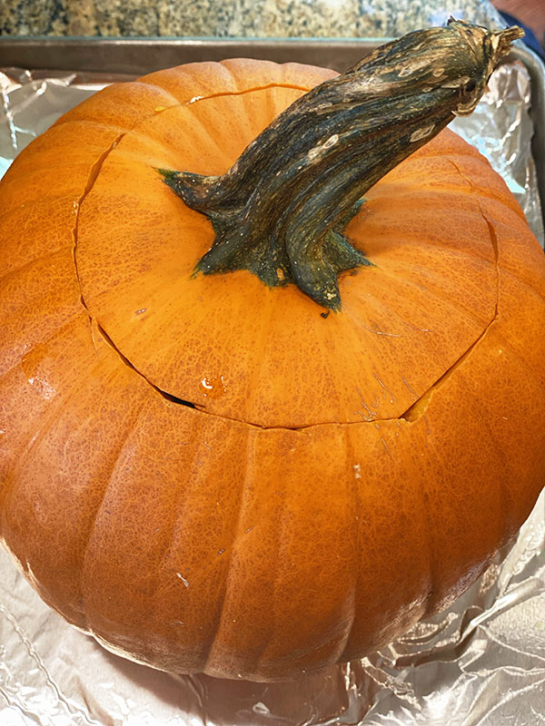 Savory Stuffed Pumpkin with stem fountainof30