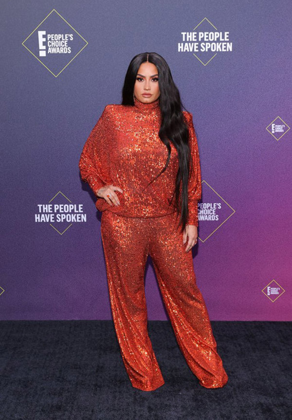 Demi Lovato sequin wide leg pants fountainof30