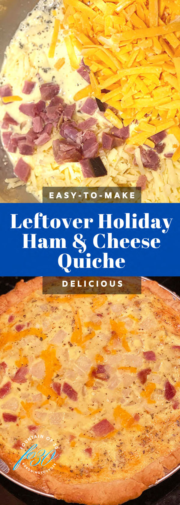 leftover holiday ham and cheese quiche fountainof30