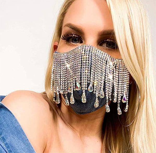  Rhinestones Mesh Mask fountainof30