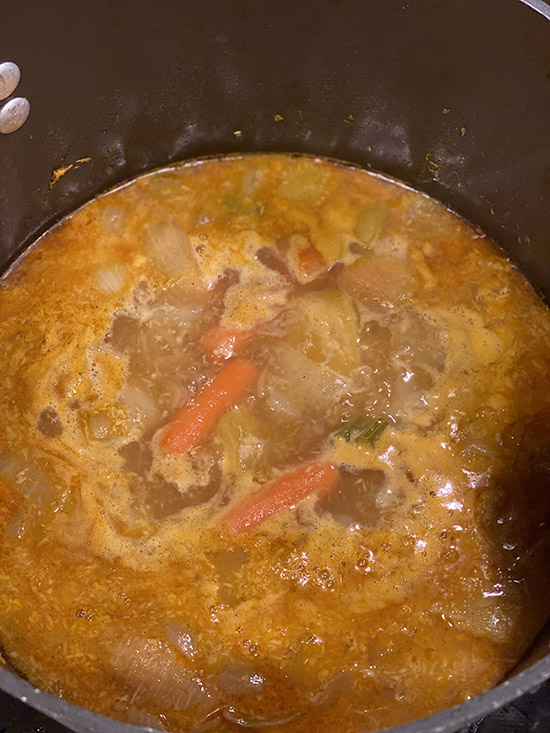 Whole30 Sweet and Savory Spiced Curry Soup cooking