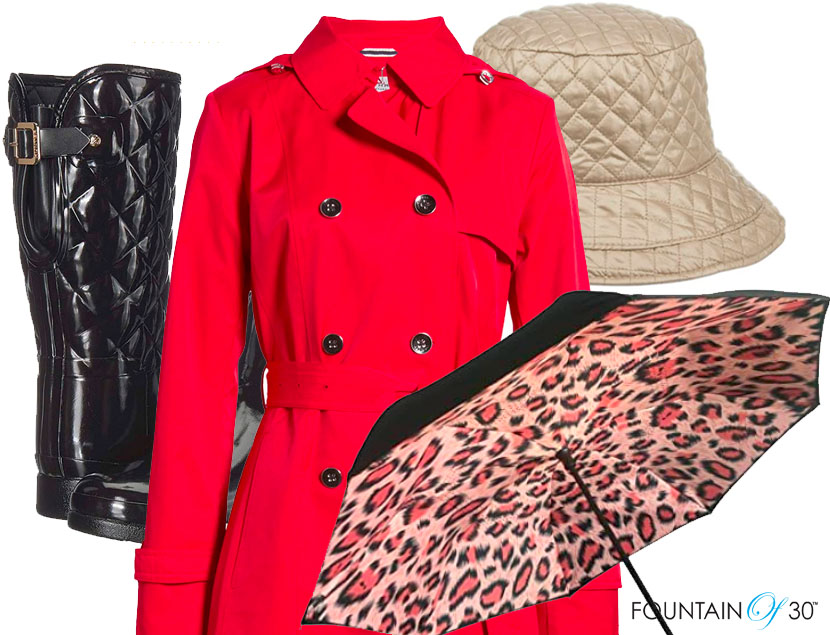 spring rainwear boots outerwear umbrella hat fountainof30