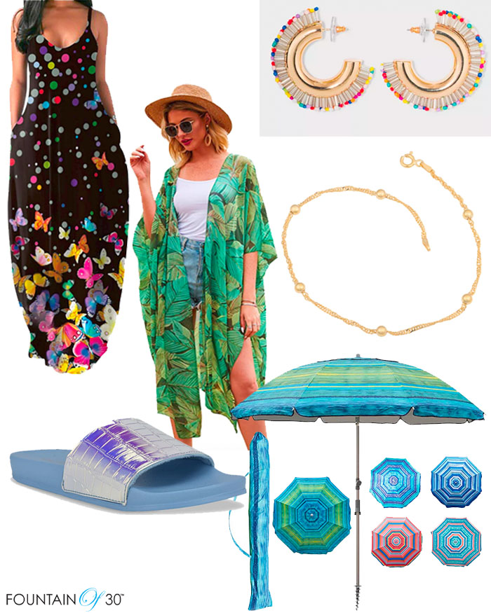 summer fashion beach vacation dresses jewelry slide sandals fiuntainof30