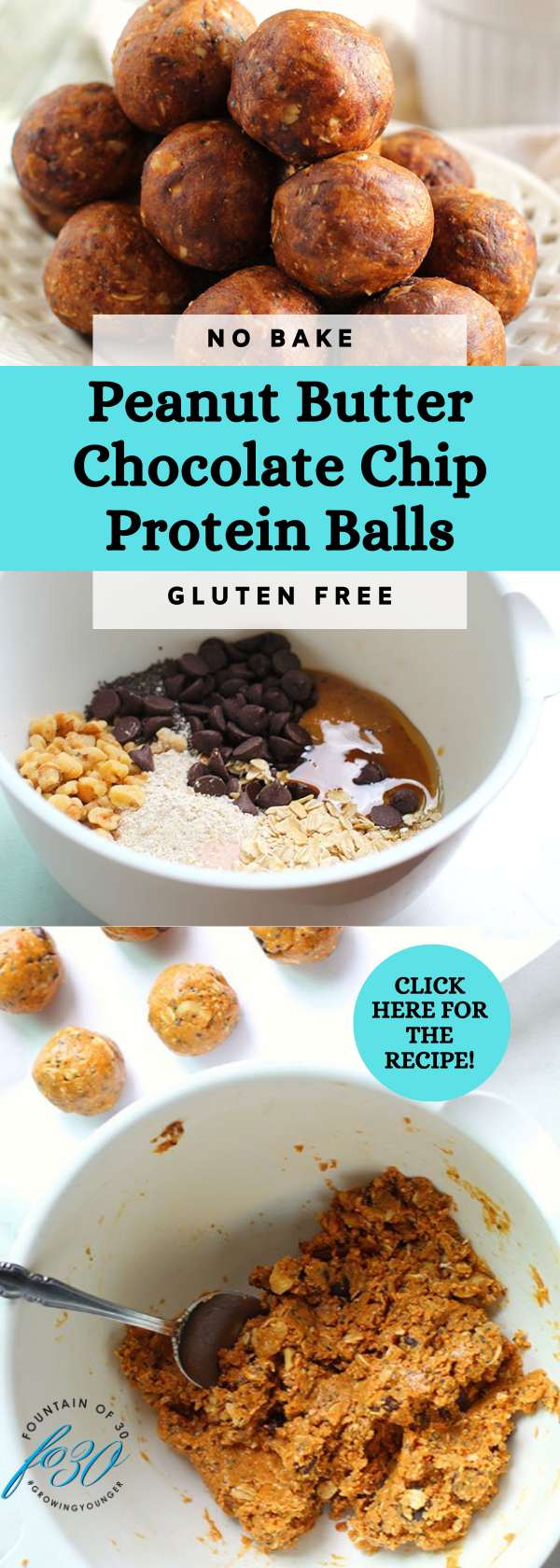 peanut butter chocolate chip protein balls fountainof30