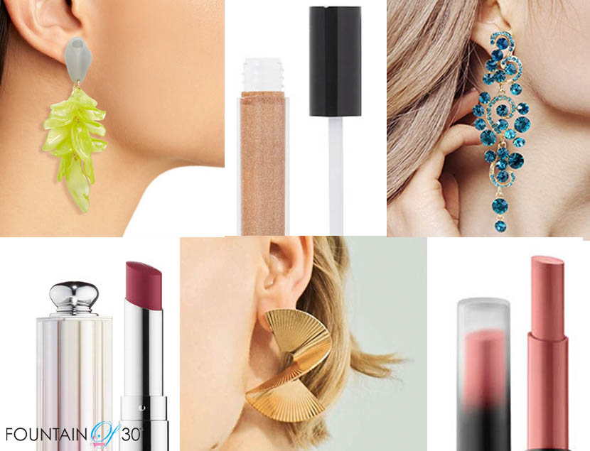 lipstick and earrings fountainof30