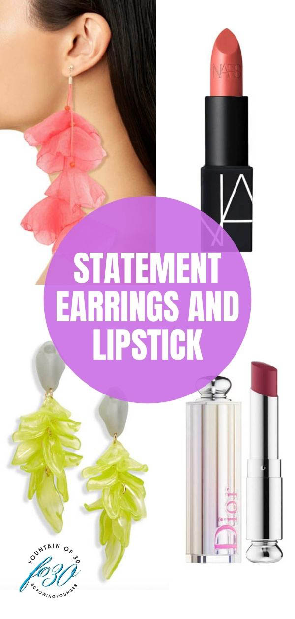 earrings and lipstick fountainof30