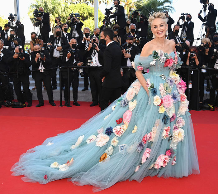 cannes Sharon Stone in Dolce & Gabbana Alta Moda fountainof30