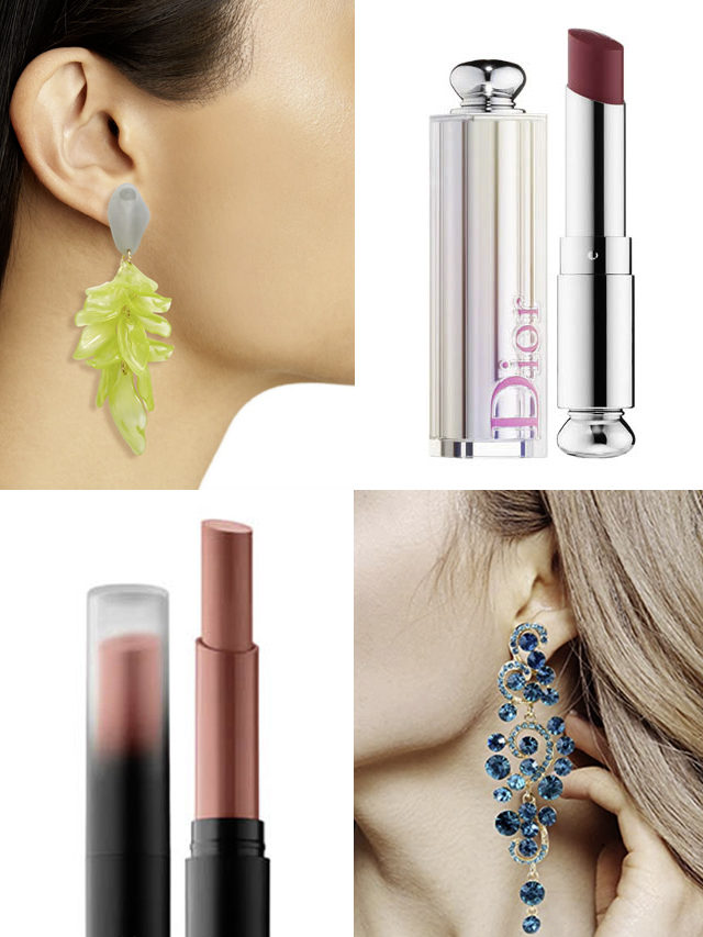 Statement Earrings with Lipstick