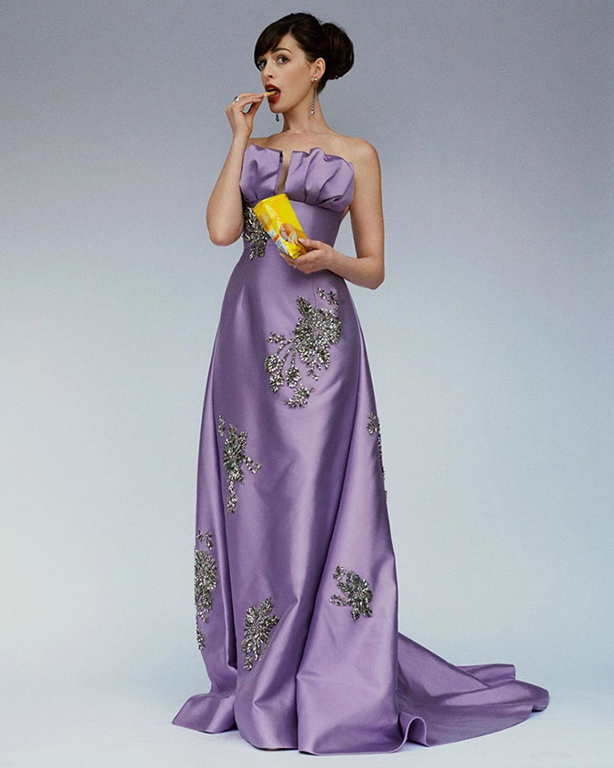 Anne Hathaway lavender prada gown standout look fountainof30