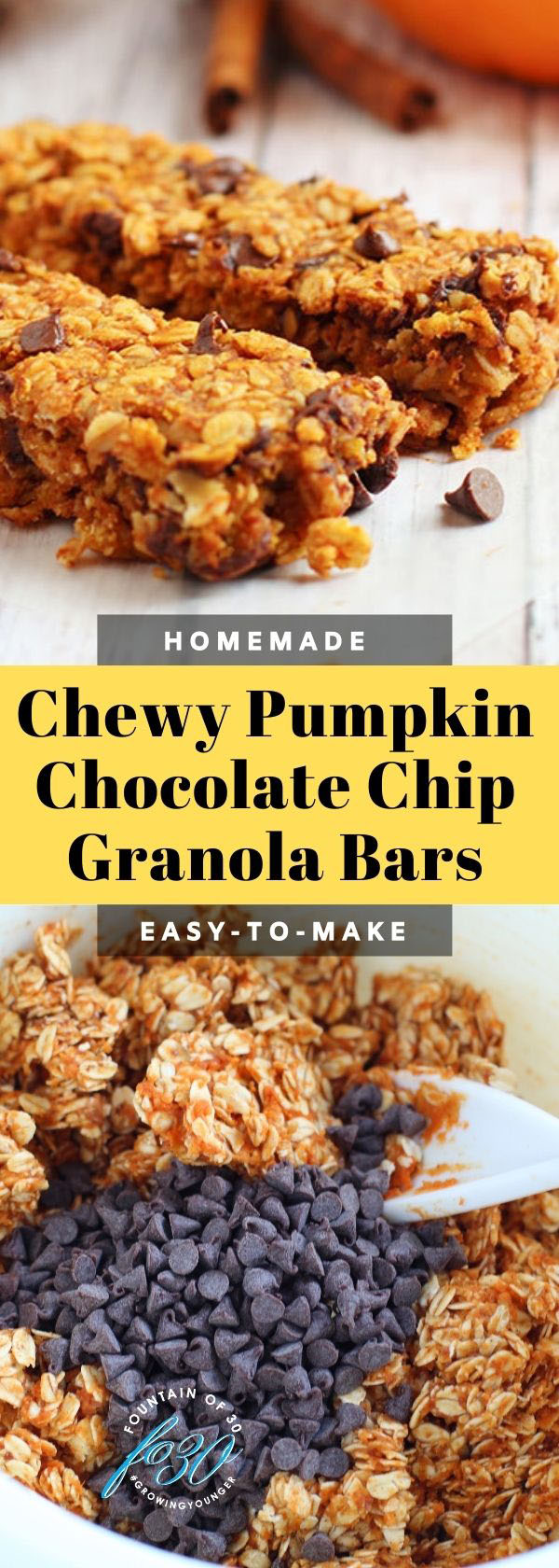 chewy pumpkin chocolate chip granola bars fountainof30