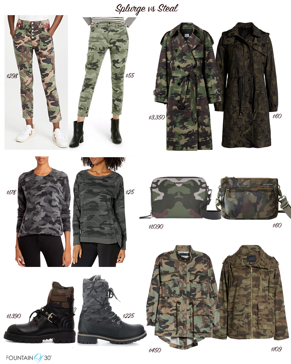 camouflage fashion for fall splurge vs steal fountainof30