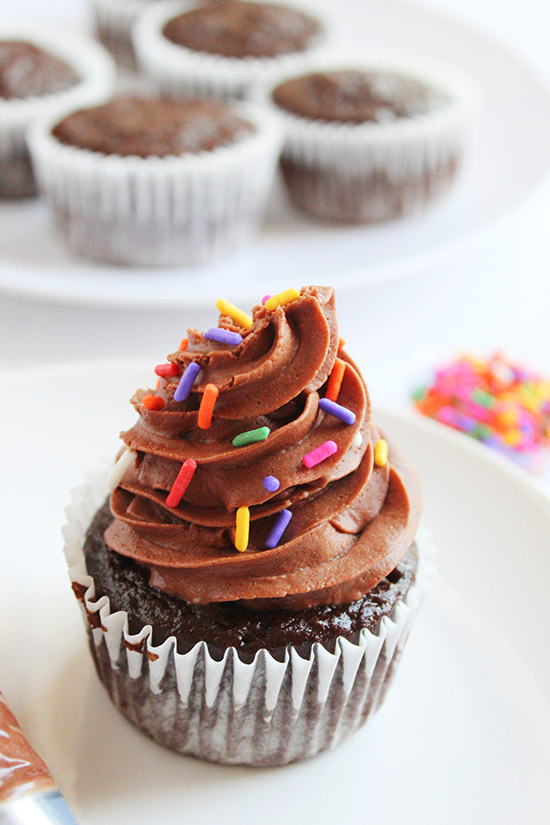 decadent chocolate cupcake on a plate fountainof30