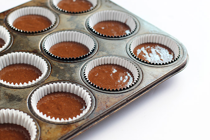 decadent chocolate cupcakes batter in cupcake tin