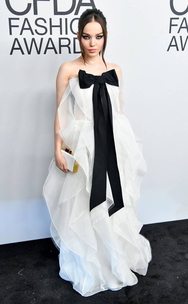 Dove Cameron in white Carolina Herrera black bow Dove Cameron in white Carolina Herrera black bow CFDA Awards 2021