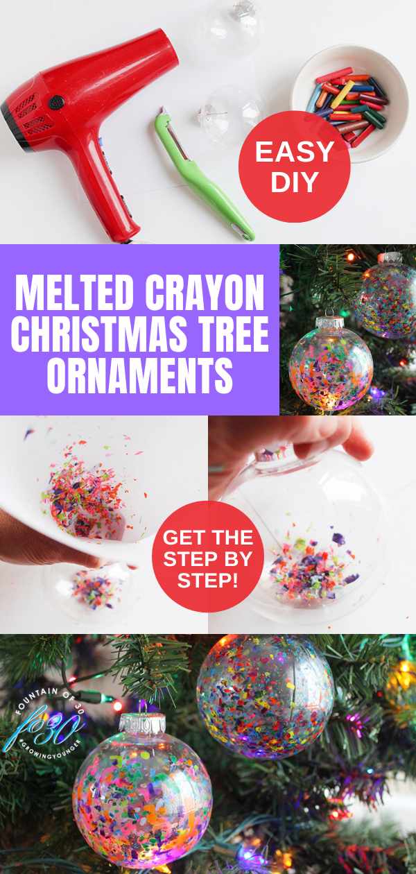melted crayon christmas tree ornaments DIY fountainof30