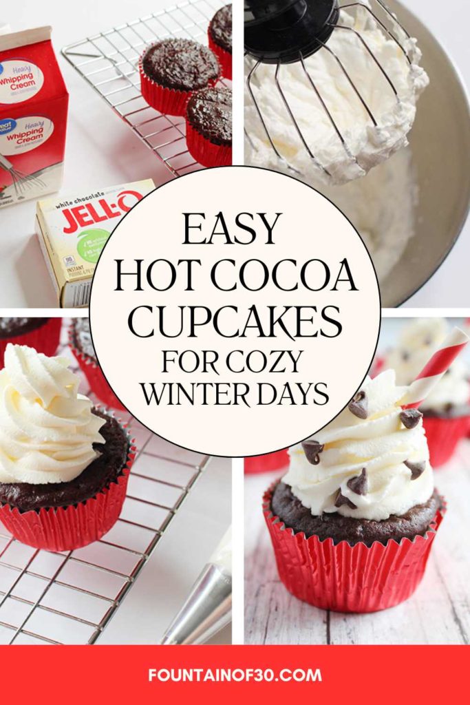 Looking for a simple winter dessert? These hot cocoa cupcakes are an easy, crowd-pleasing recipe with whipped cream frosting that feels festive long after Christmas. This repost favorite is perfect for holiday leftovers, casual get-togethers, or cozy nights at home. #WinterDesserts #HotChocolateInspired #CupcakeIdeas #EasyBaking #HolidaySeason #DessertInspo