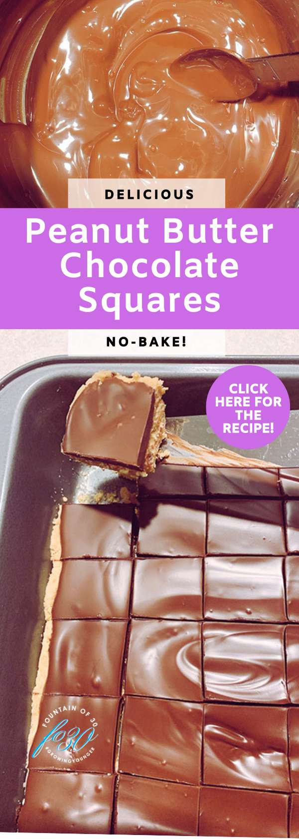 delicious no bake peanut butter chocolate squares fountainof30