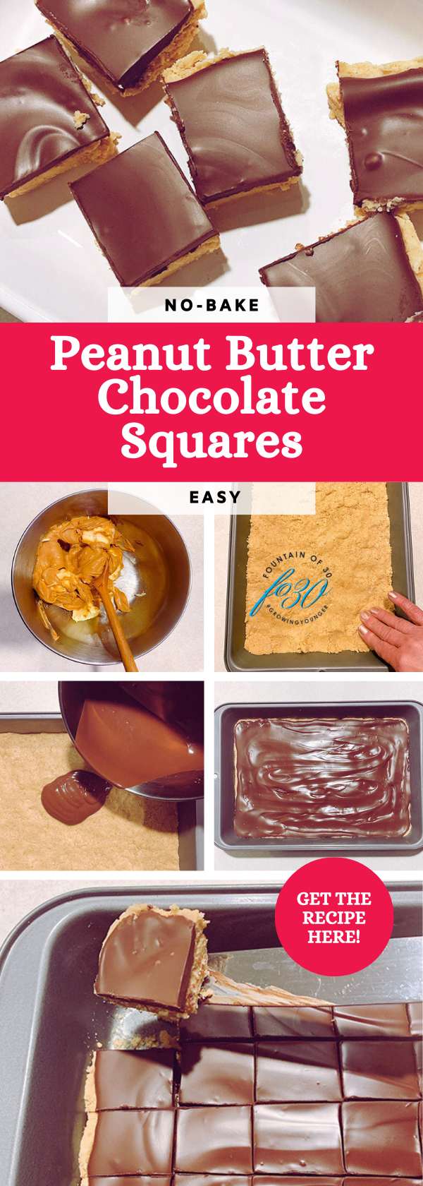 peanut butter chocolate squares no bake reese's copycat recipe fountainof30