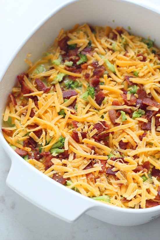 Keto Overnight Breakfast Casserole before baking fountainof30