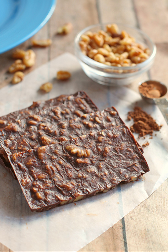 chocolate keto crunch bars with walnuts fountainof30
