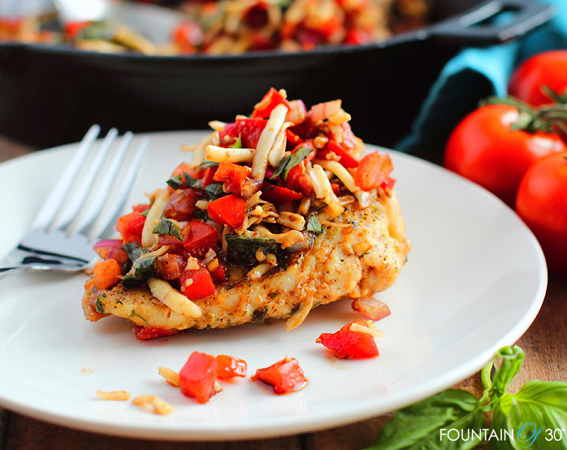 bruschetta chicken on a plate fountainof30