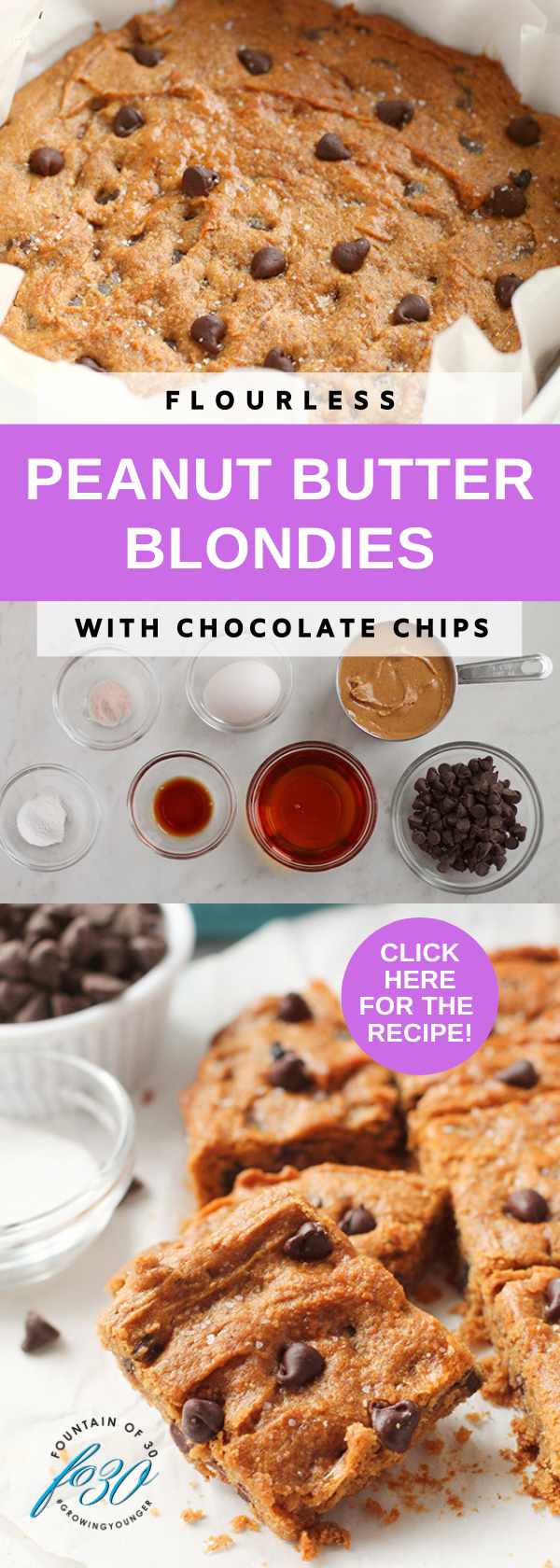 flourless peanut butter chocolate chip blondies fountainof30