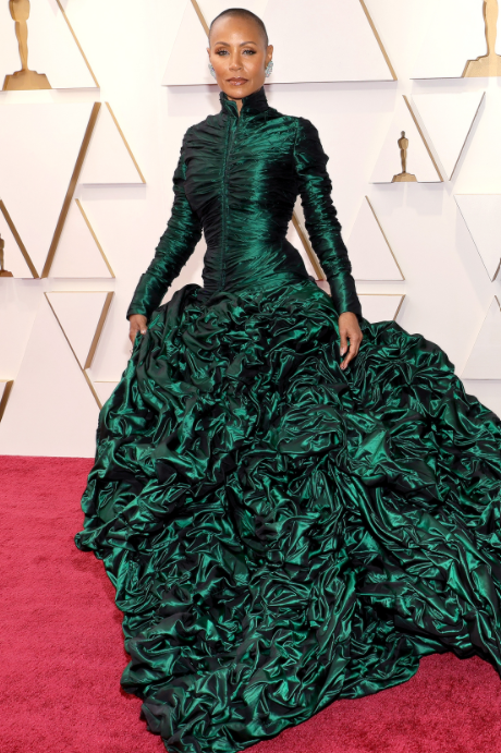 jada pinkett-smith oscars 2022 green jean paul gautier fountainof30