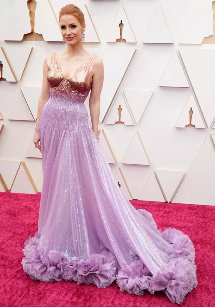 jessica chastain gucci mermaid gown oscars 2022 fountainof30