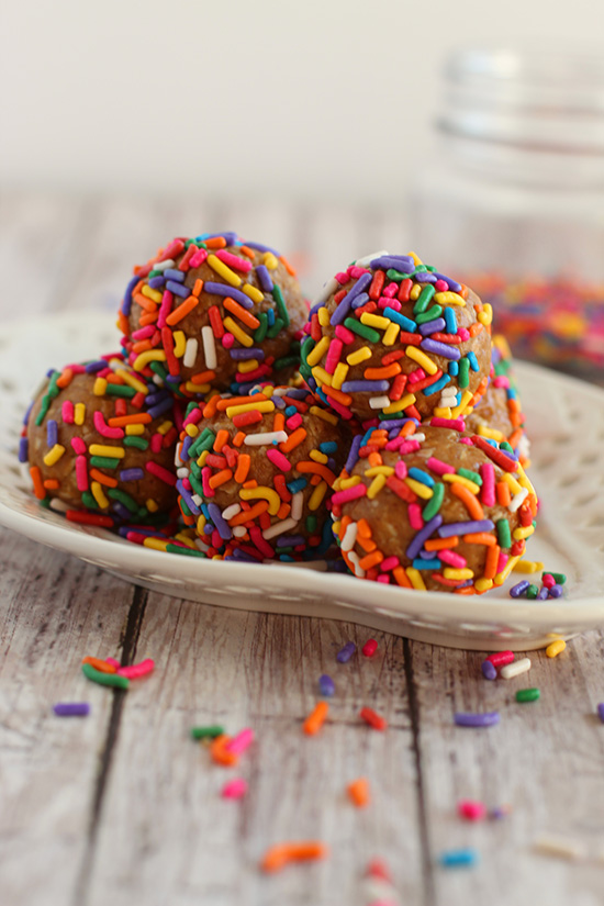 birthday cake protein balls fountainof30