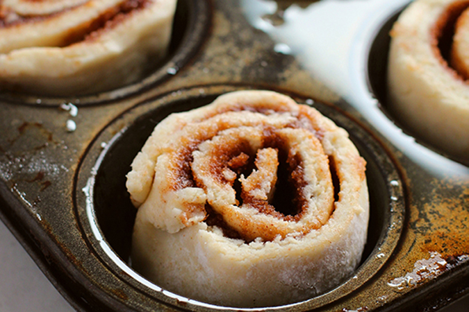 cinnamon roll sliced dough in muffin tin fountainof30