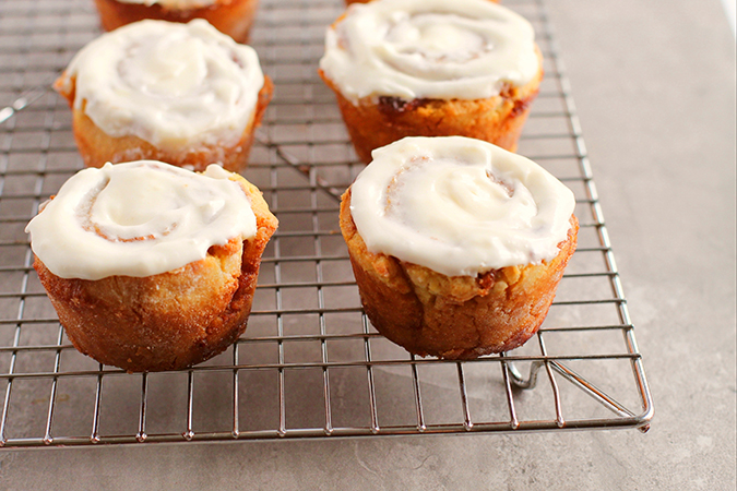 gluten free cinnamon rolls on rack fountainof30