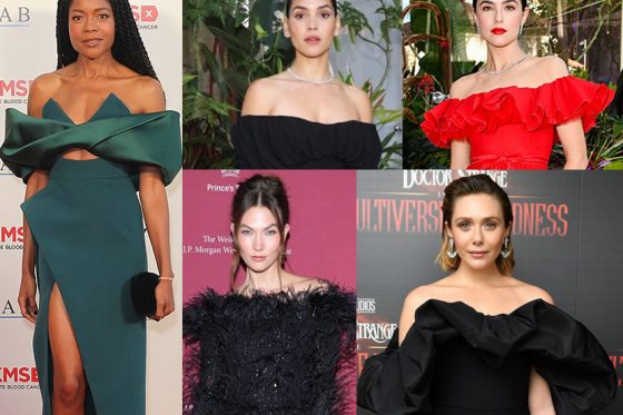 How The Celebrities Wear Bold Off-The-Shoulder Necklines