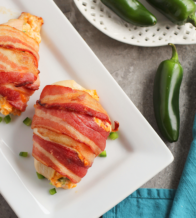 jalapeño popper stuffed chicken servings with peppers