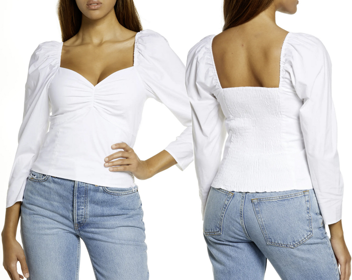 sweetheart neckline white summer top fountainof30