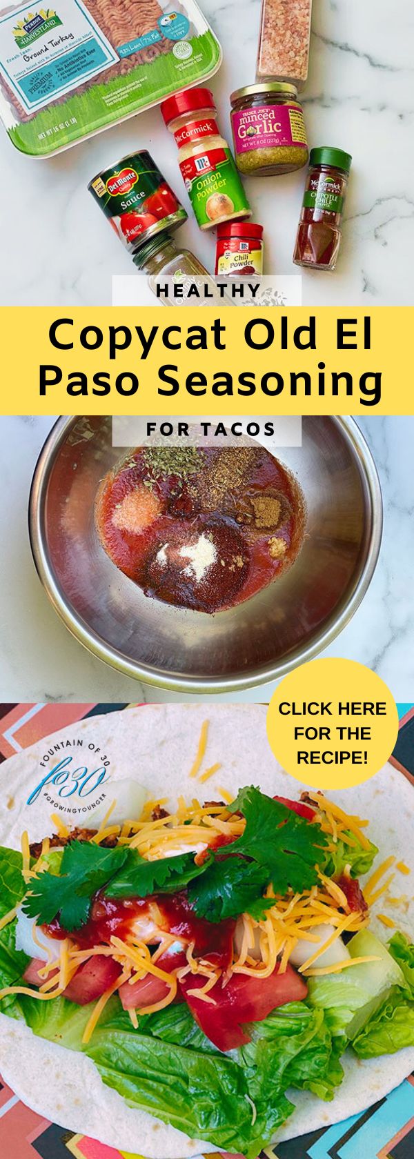 Healhty copucat Old El Paso Copycat Seasoning for Tacos fountainof30