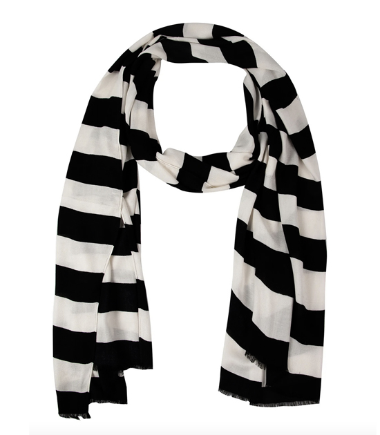 bl;ack white striped scarf fountainof30