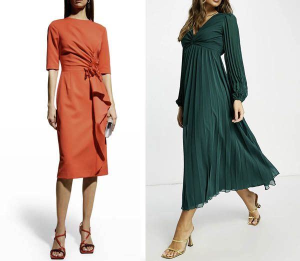 cocktail attire bright orange dress green dress fountainof30