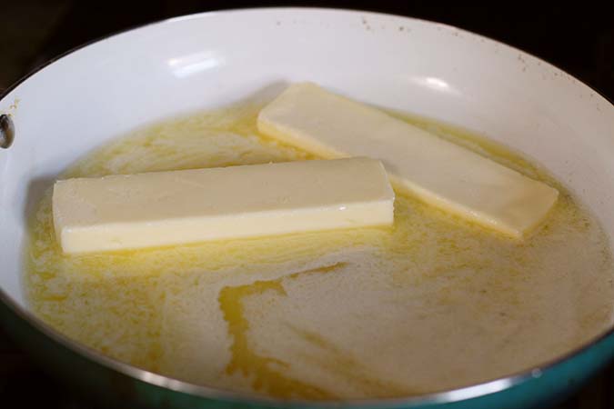 melt butter in pan fountainof30