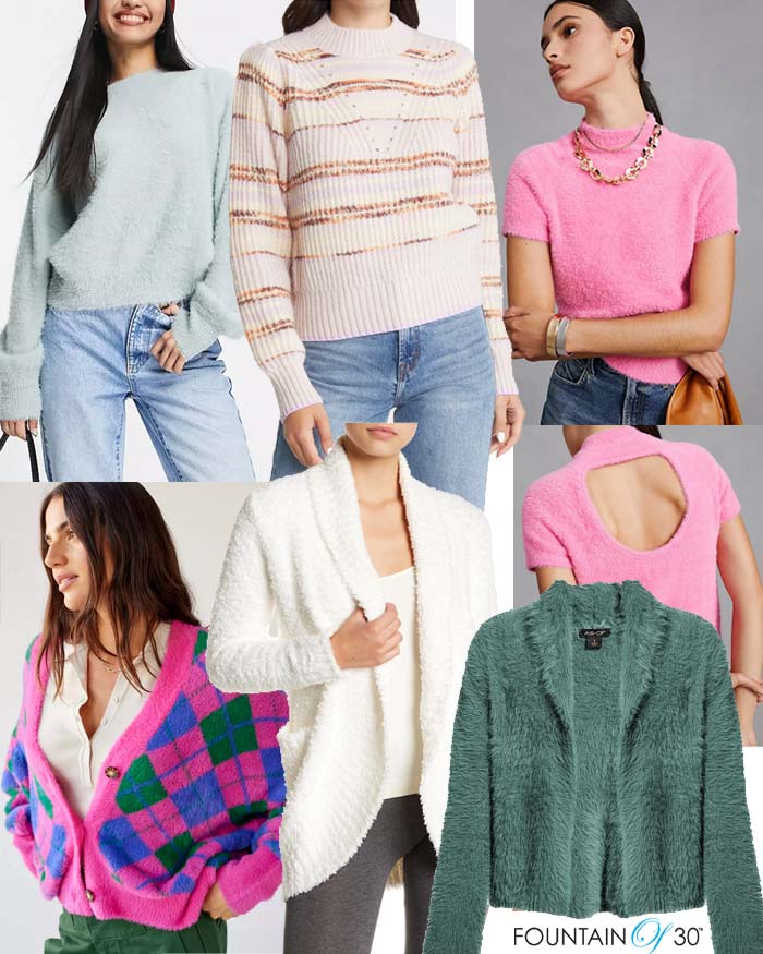fuzzy sweaters fall trend collage fountainof30