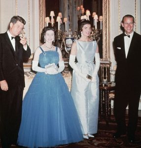 Queen Elizabeth blue dress with Kennedys