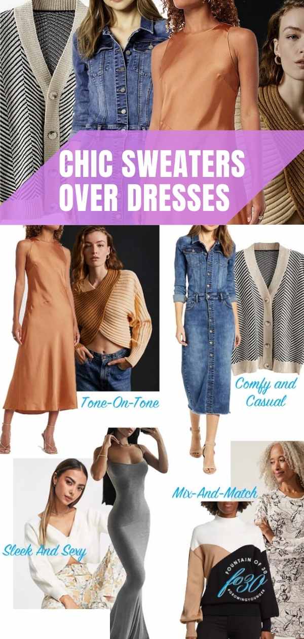chic ways to wear sweaters over dresses fountainof30