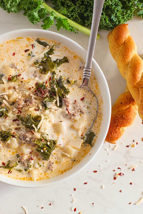 Zuppa Toscana Soup with bread twists fountainof30