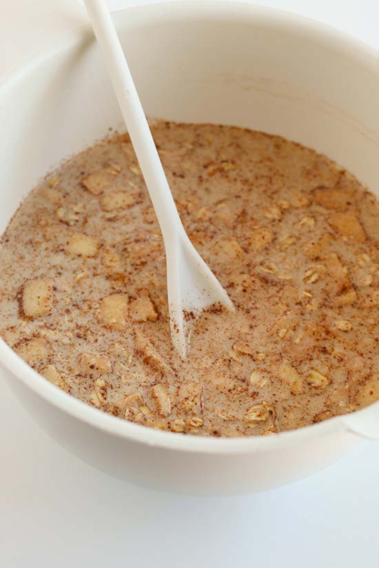 mixed Apple Spice Baked Oatmeal batter fountainof30