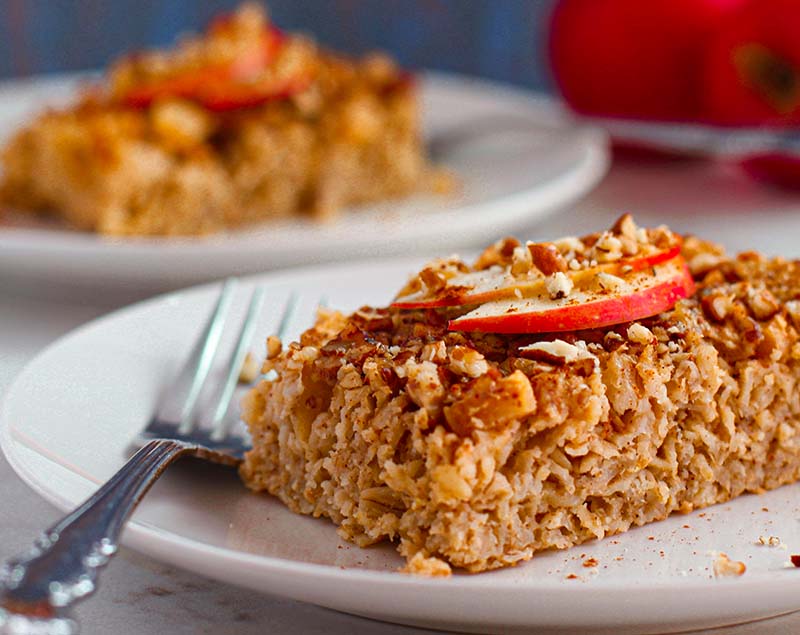 Apple Spice Baked Oatmeal on a plate fountainof30