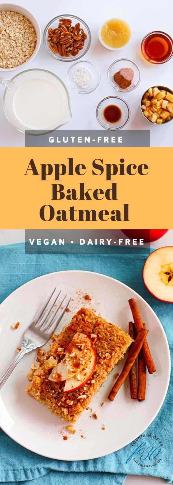 baked oatmeal gluten free vegan dairy free fountainof30