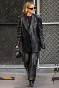 Carey Mulligan all black leather fashion fountainof30