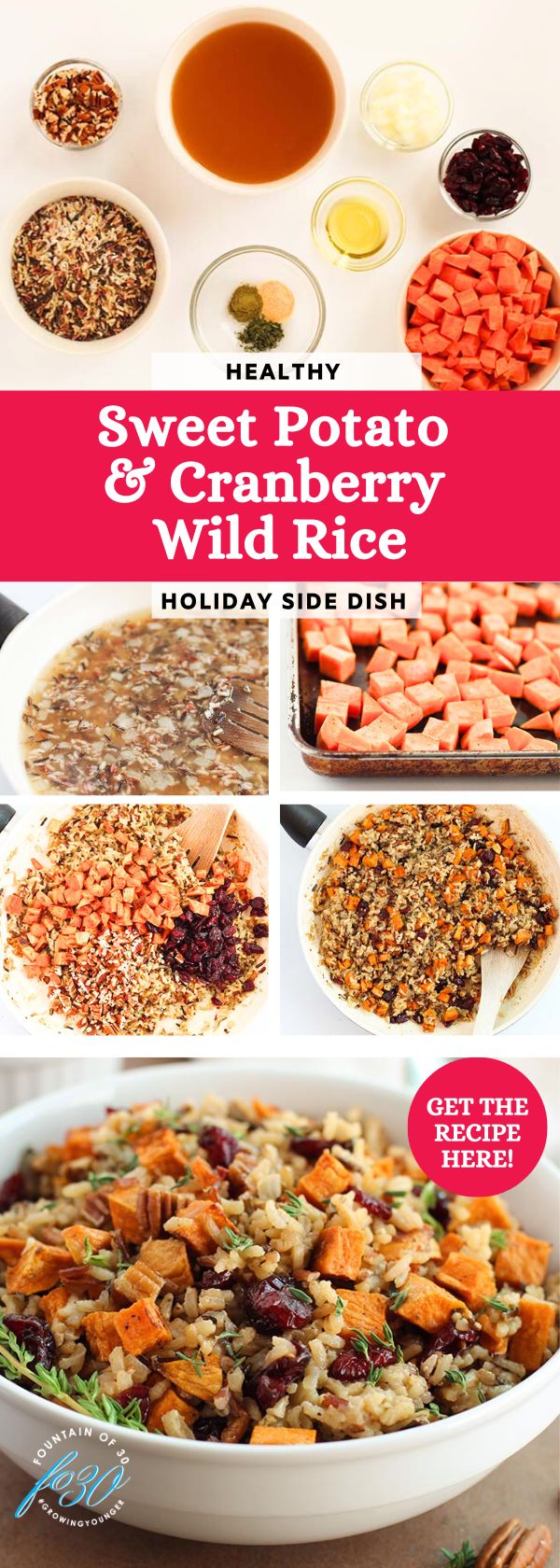 healthy roasted sweet potato cranberry wild rice holiday recipe fountainof30