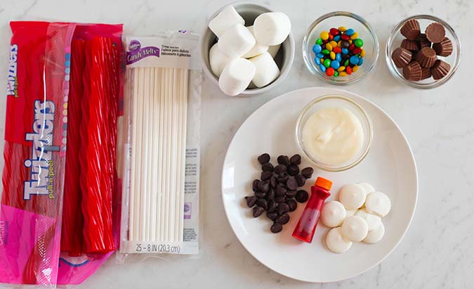 Marshmallow Snowman Pops ingredients fountainof30