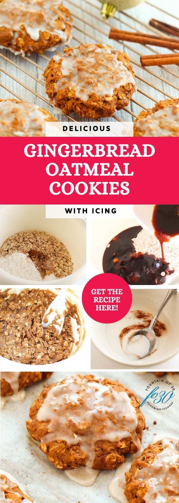 gluten-free gingerbread oatmeal cookies with icing fountainof30