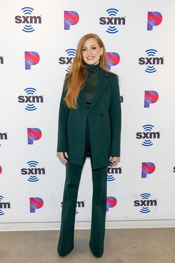 Jessica Chastain green Akris jacket 2022